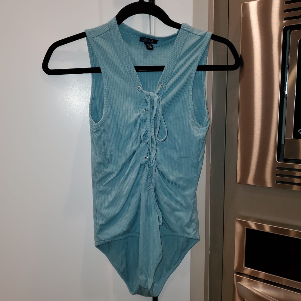 UK2LA Light Blue Lace-Up Bodysuit
